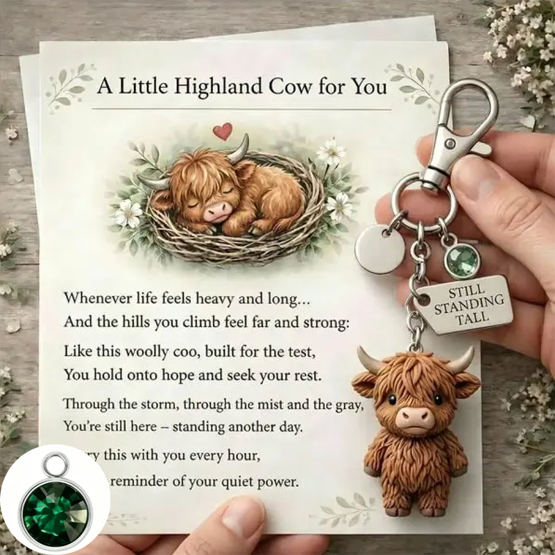 A Little Highland Cow For You Keychain: Your Daily Reminder of Quiet Strength
