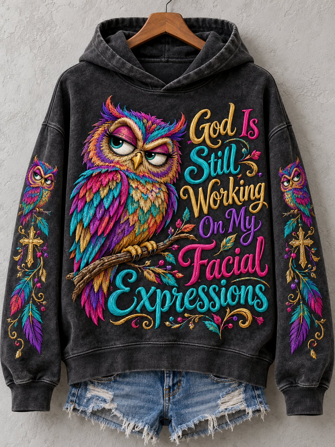 Women's Casual "Faith" Cross-Print Sweatshirt