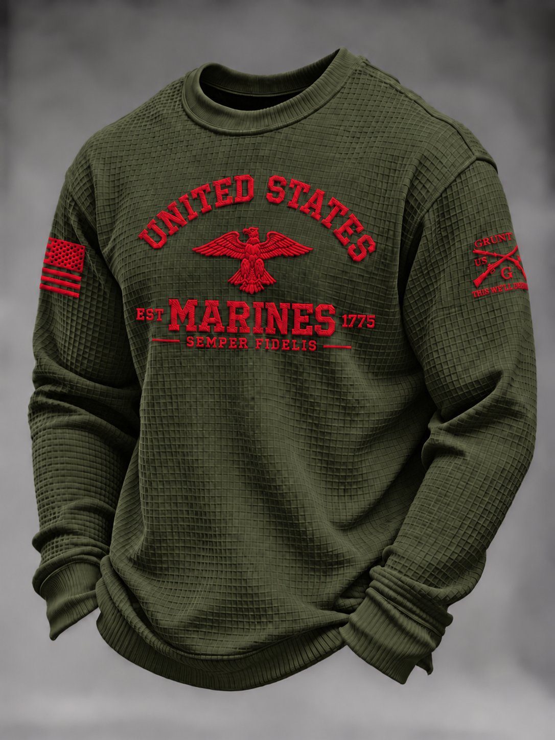 Men's U.S. Veterans Printed Waffle-Knit Top