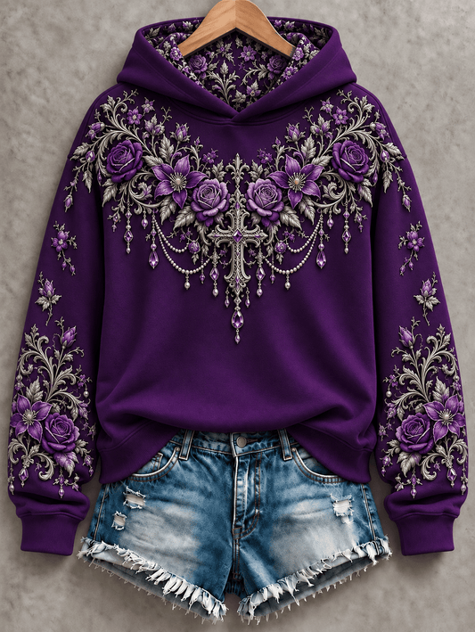 Women's Casual "Faith" Cross-Print Sweatshirt