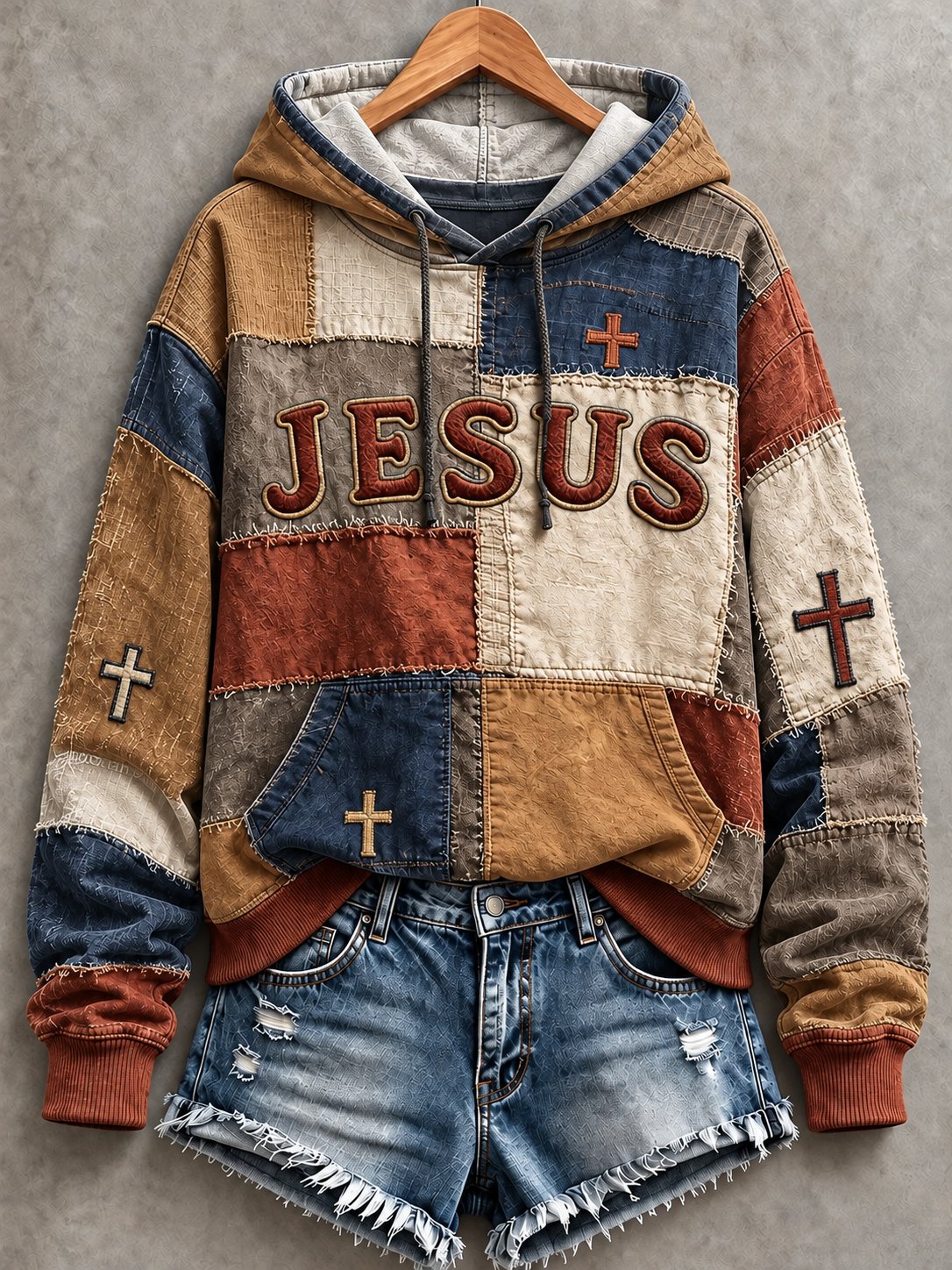 Women's Casual "Faith" Cross-Print Sweatshirt