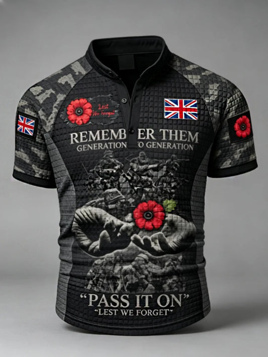 Men's Remembrance Day Lest We Forget Short-Sleeve Polo Shirt