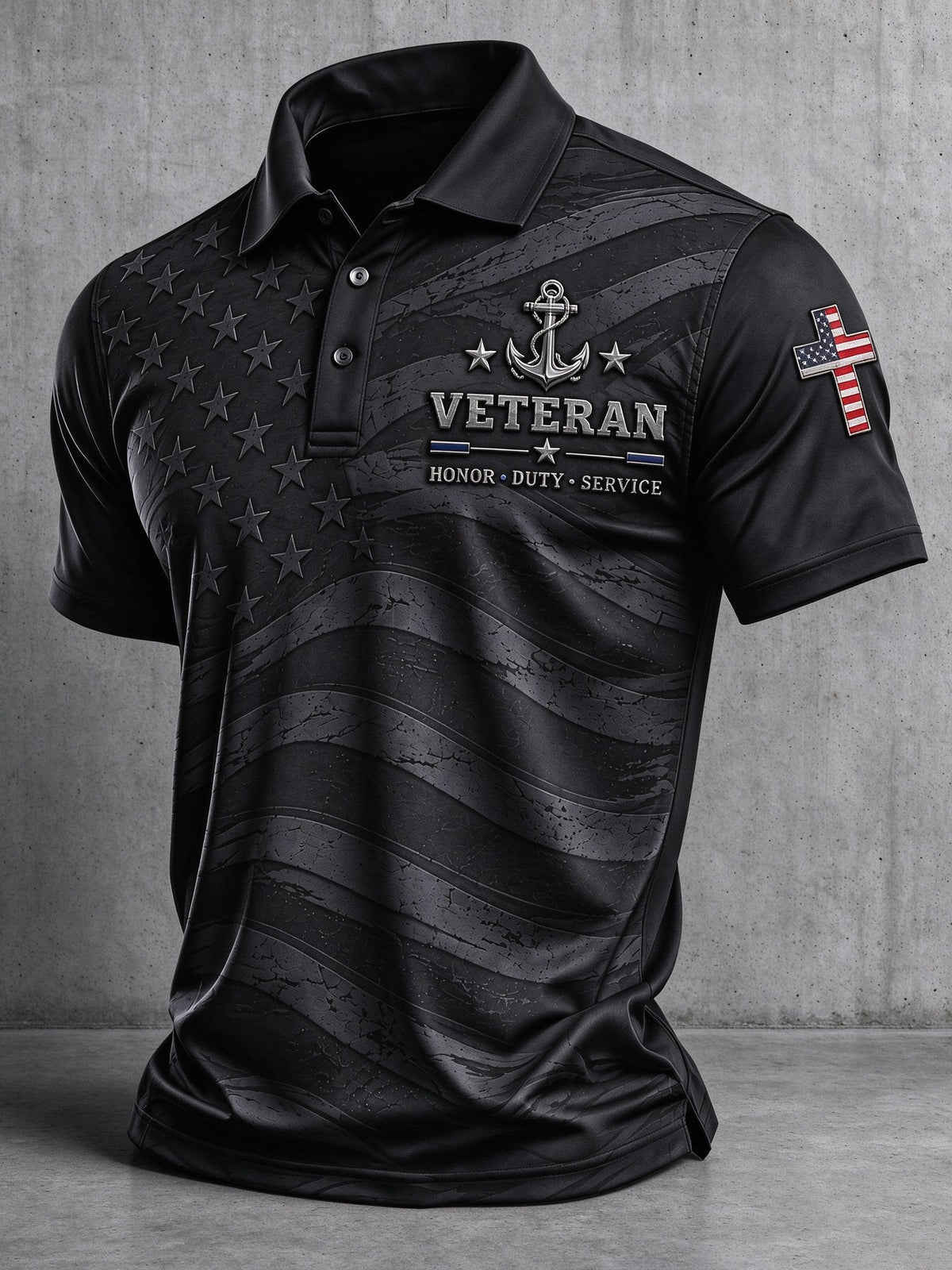 Men's Veteran Memorial Graphic Print Polo Shirt