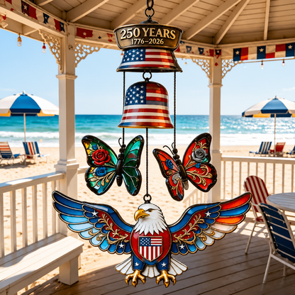 Rose & Patriotic Eagle 250th Anniversary Wind Chime