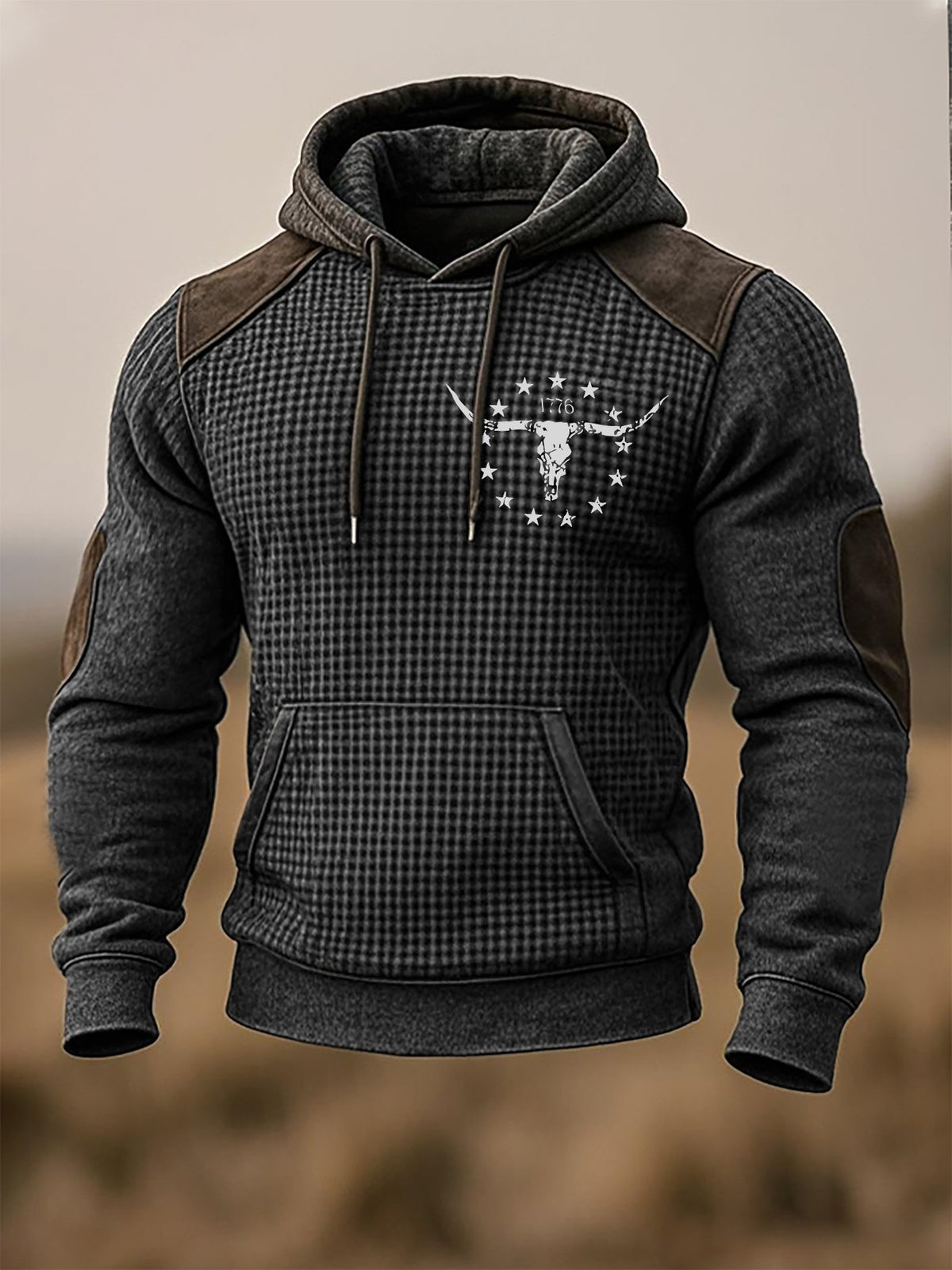 Men's Retro Western Print Hoodie