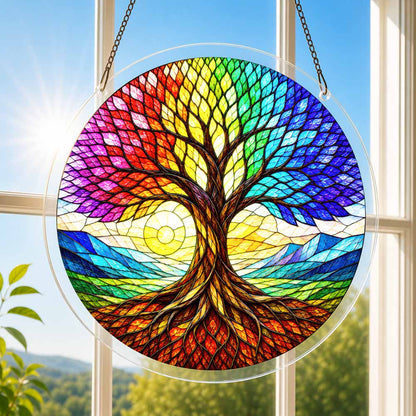 Acrylic Jigsaw Puzzle Suncatcher - Rainbow Tree