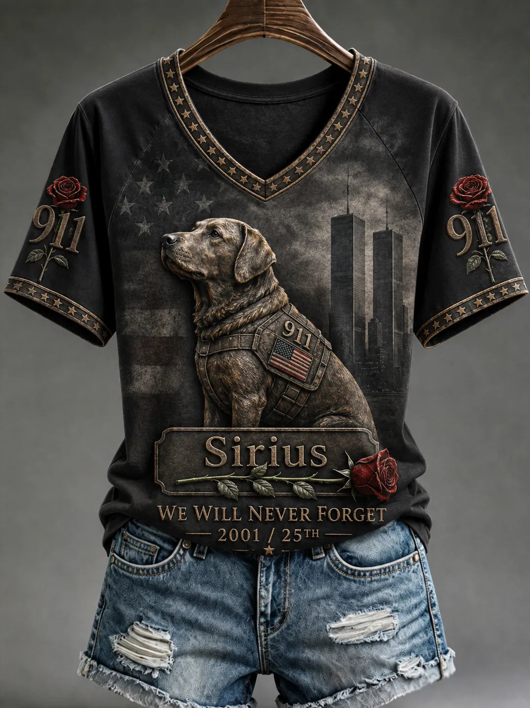 Women's Sirius WE WILL NEVER FORGET 2001/25TH 911 T-shirt
