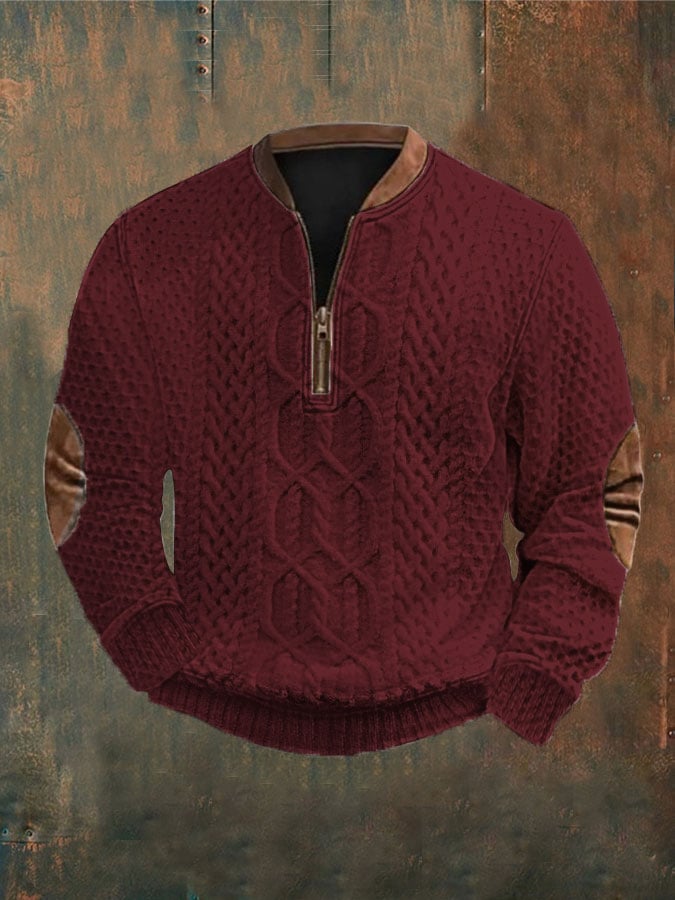 Men's Western Retro Textured Printed Sweatshirt