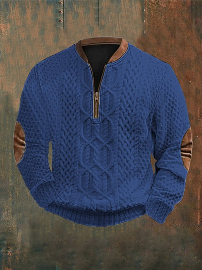 Men's Western Retro Textured Printed Sweatshirt