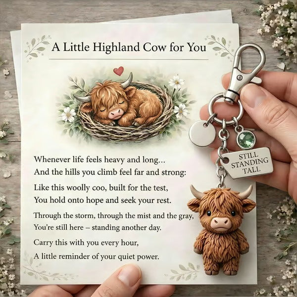 A Little Highland Cow For You Keychain: Your Daily Reminder of Quiet Strength