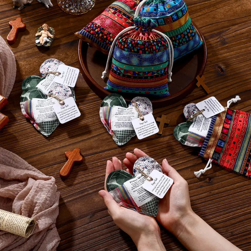 ⏰ LAST DAY 49% OFF - 🎁 Pocket Prayer Quilt Set | Mini Handmade Prayer Blankets with Cross & Drawstring Bag Christian Gifts ✝️
