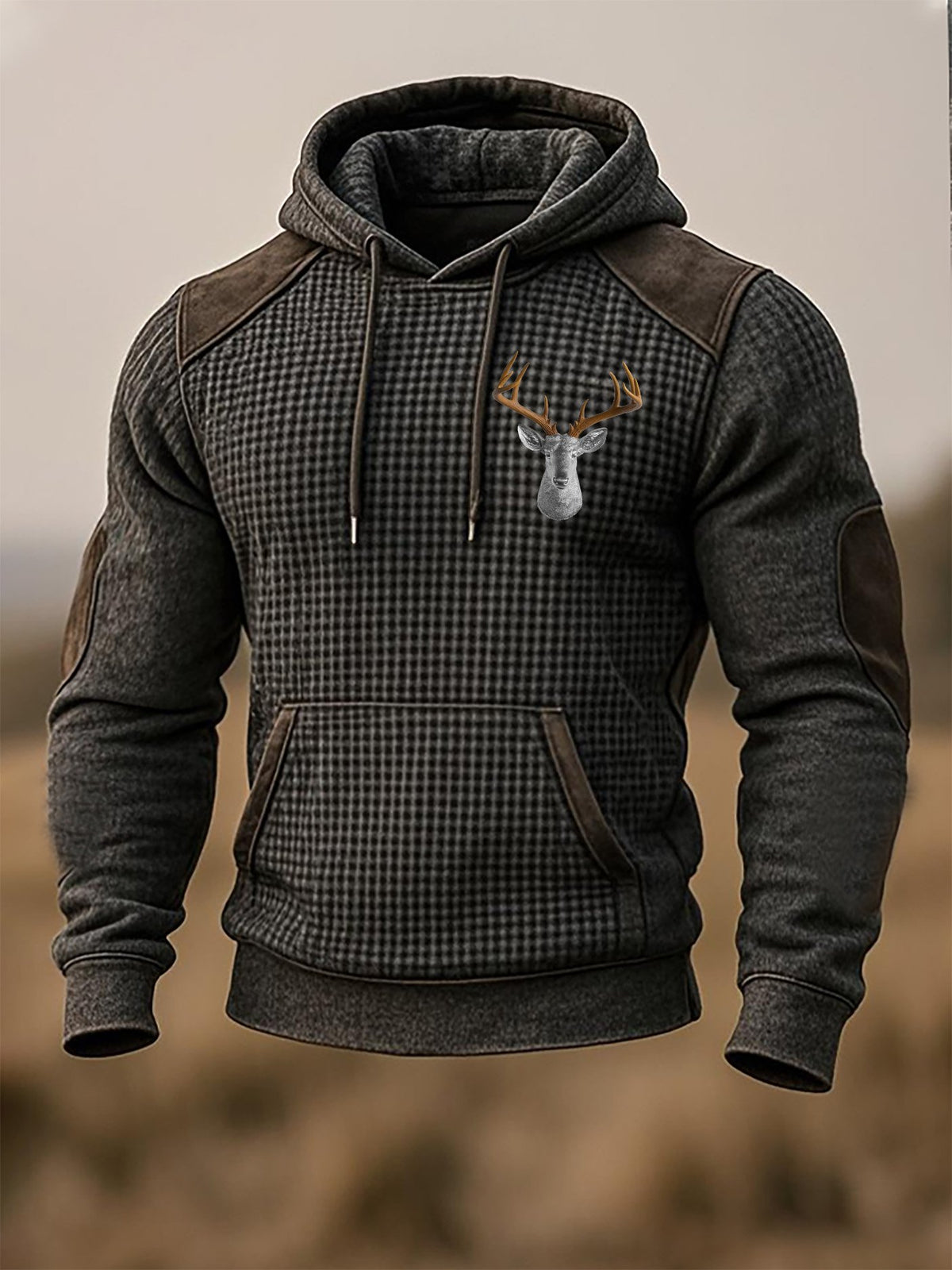 Men's Retro Western Print Hoodie