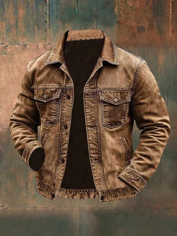 Men's Western Outdoor Vintage Multi-Pocket Jacket
