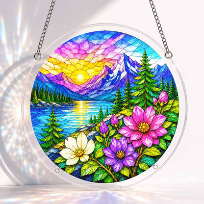 Acrylic Jigsaw Puzzle Suncatcher - Alpine Sunrise