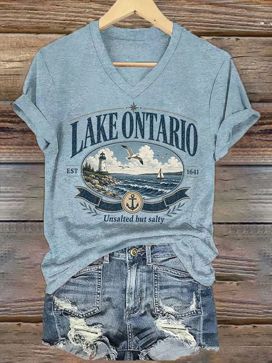 Women’s Lake Ontario Printed Casual T-Shirt