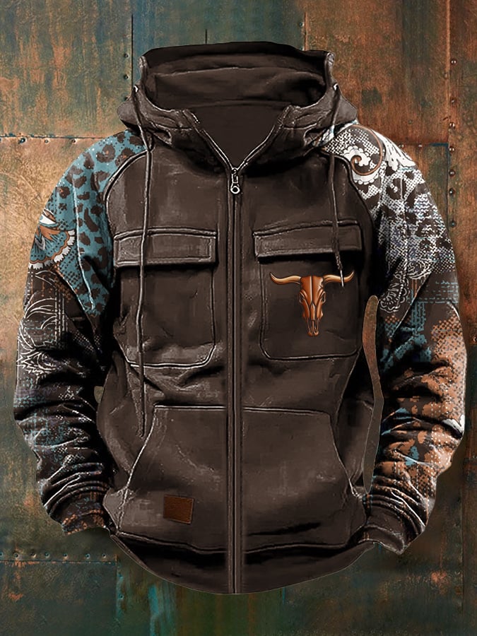 Men'S Vintage Western Multi-Pocket Jacket