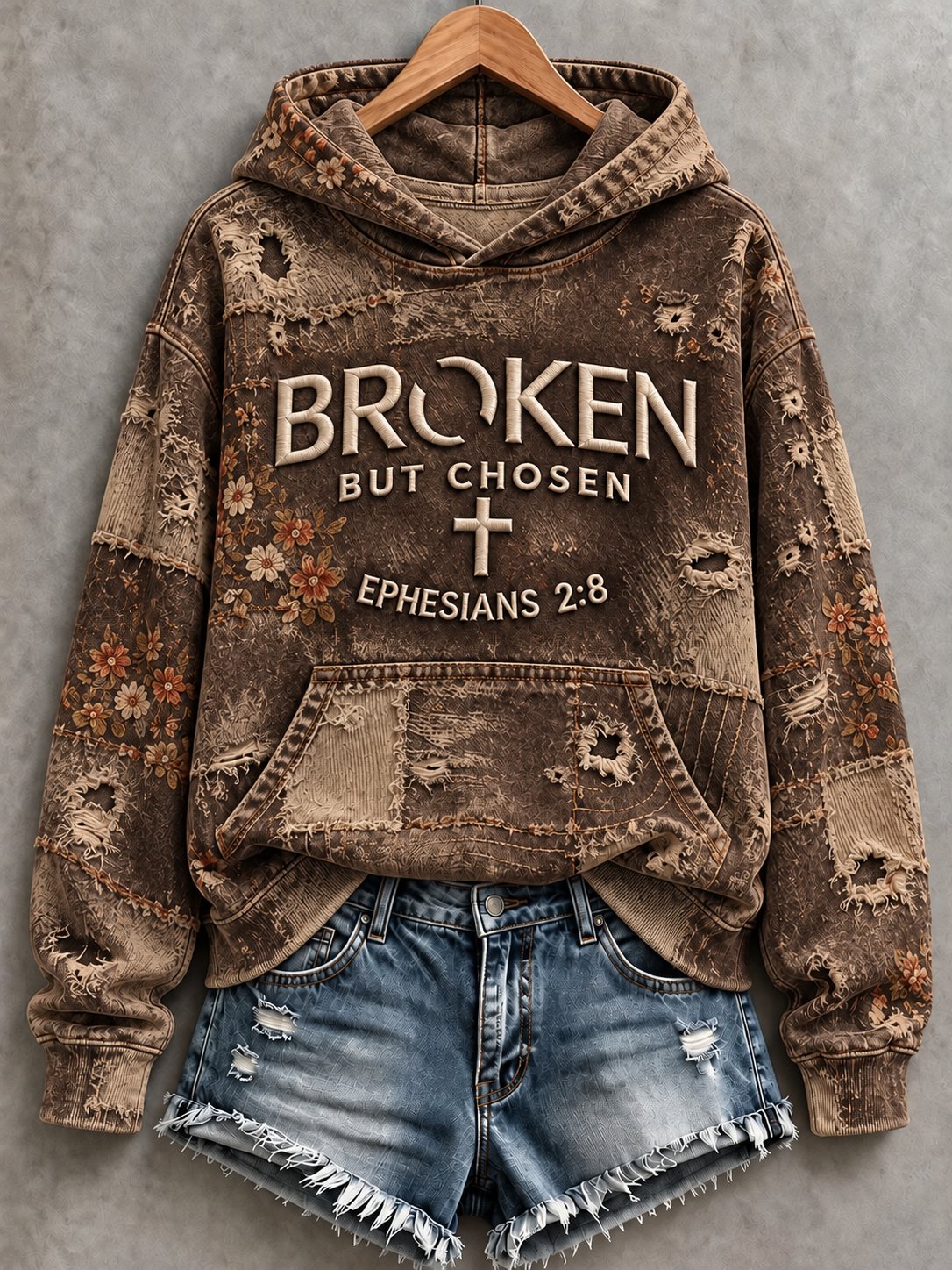 Women's Casual "Faith" Cross-Print Sweatshirt