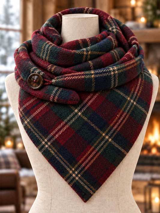  Women's Plaid Casual Triangle Scarf