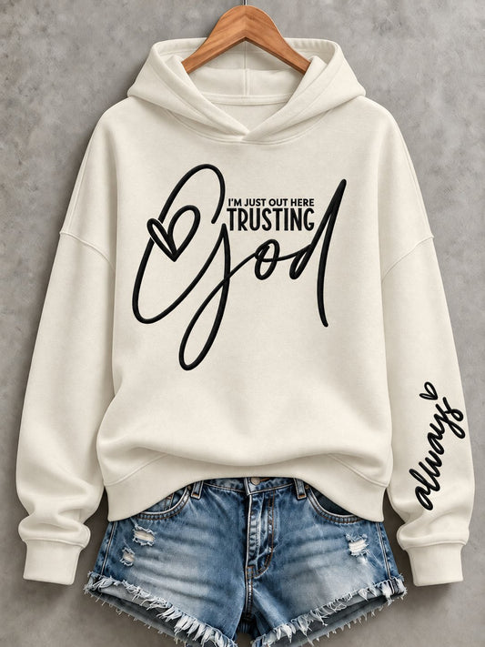 Women's Casual Slogan Print Long-Sleeved Sweatshirt