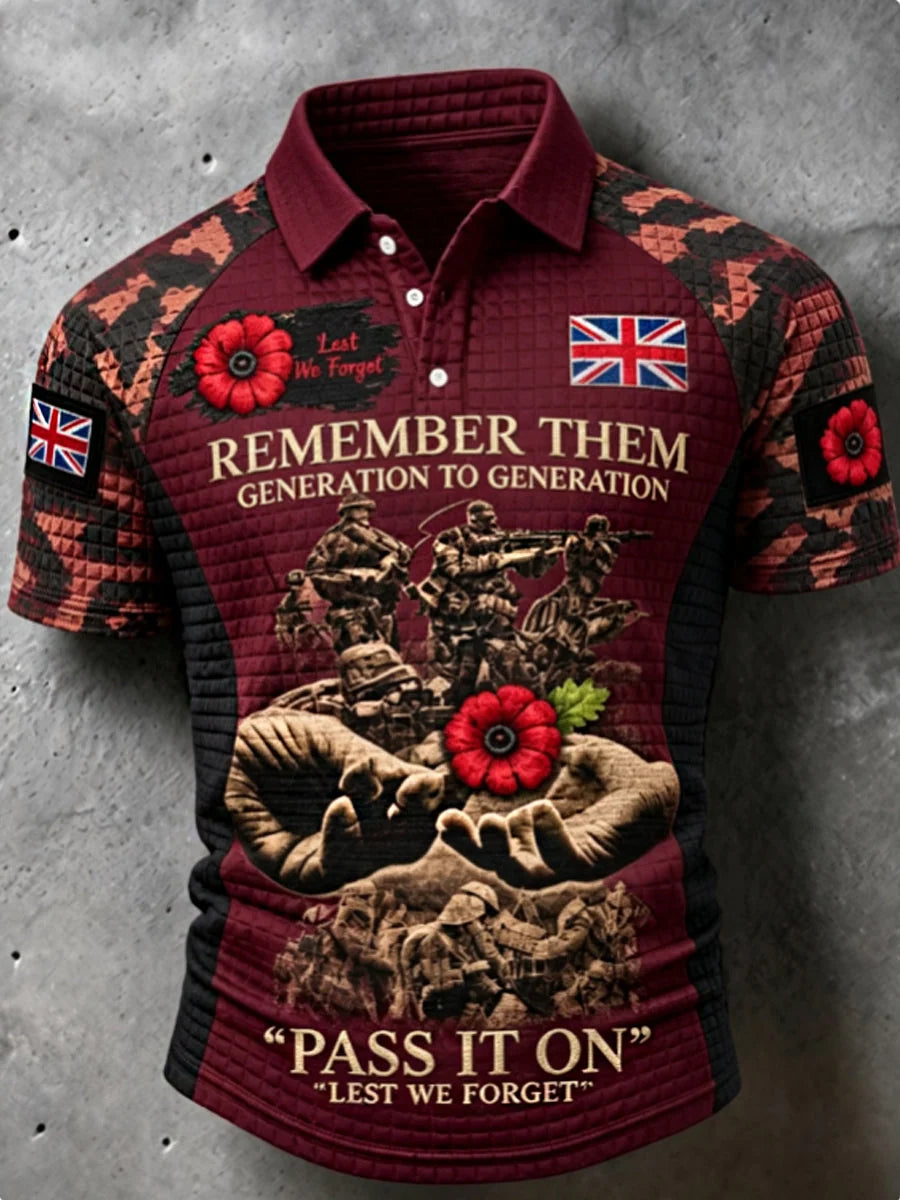 Men's Remembrance Day Lest We Forget  short sleeve shirt