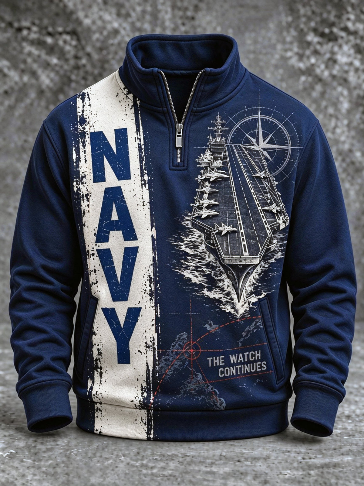 Men's Veteran-Print Casual Sweatshirt