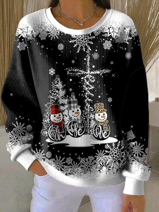 Women's Casual Christmas Faith Print Sweatshirt