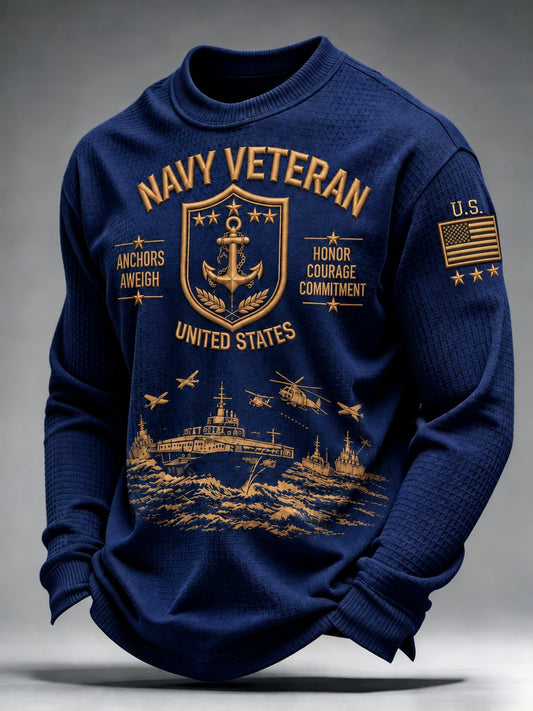 Men's U.S. Veterans Printed Waffle-Knit Top
