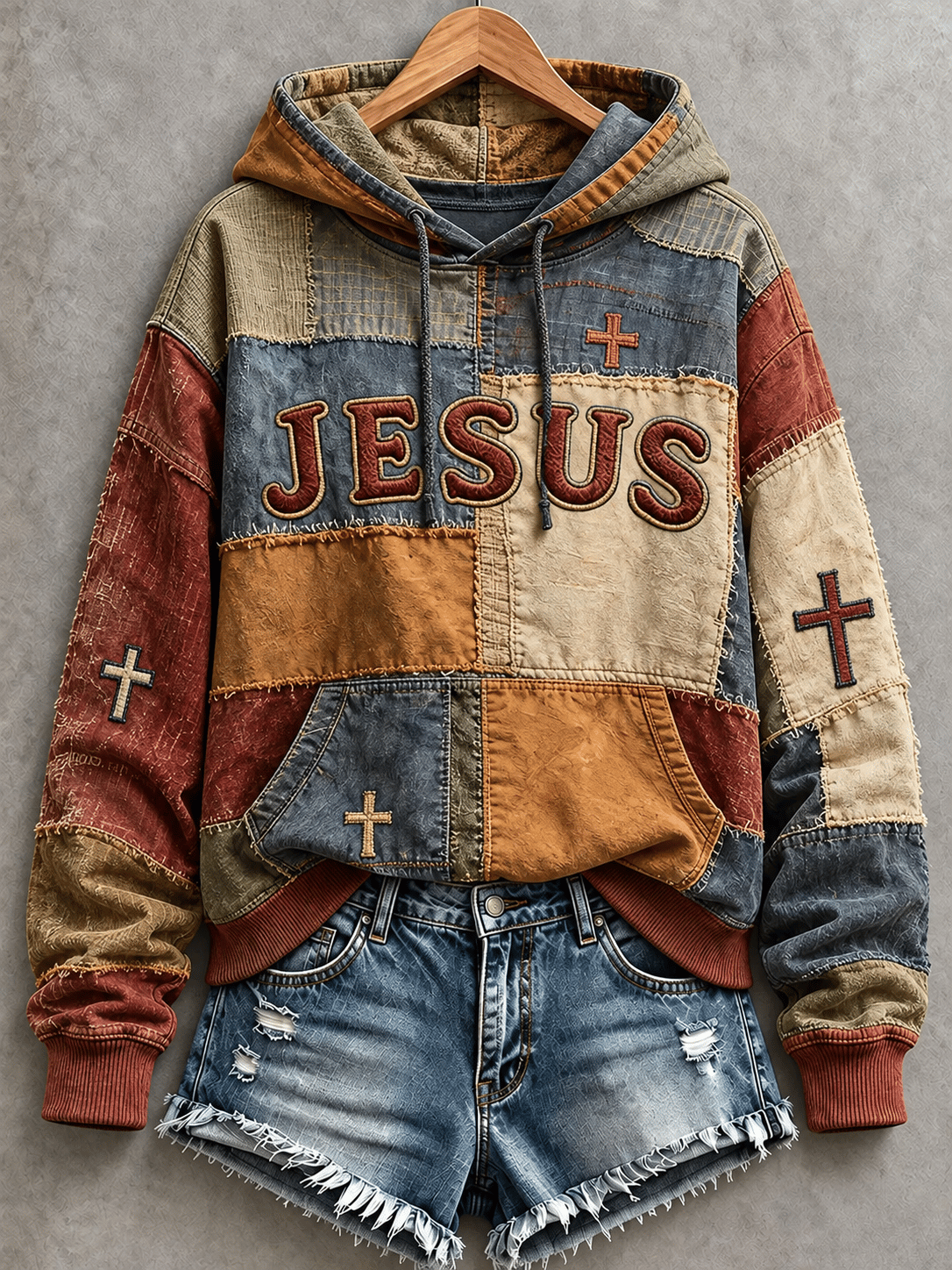 Women's Casual "Faith" Cross-Print Sweatshirt