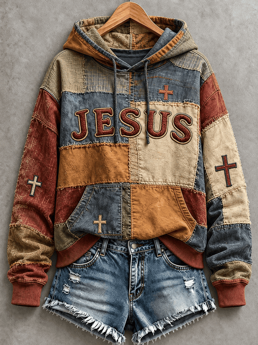 Women's Casual "Faith" Cross-Print Sweatshirt
