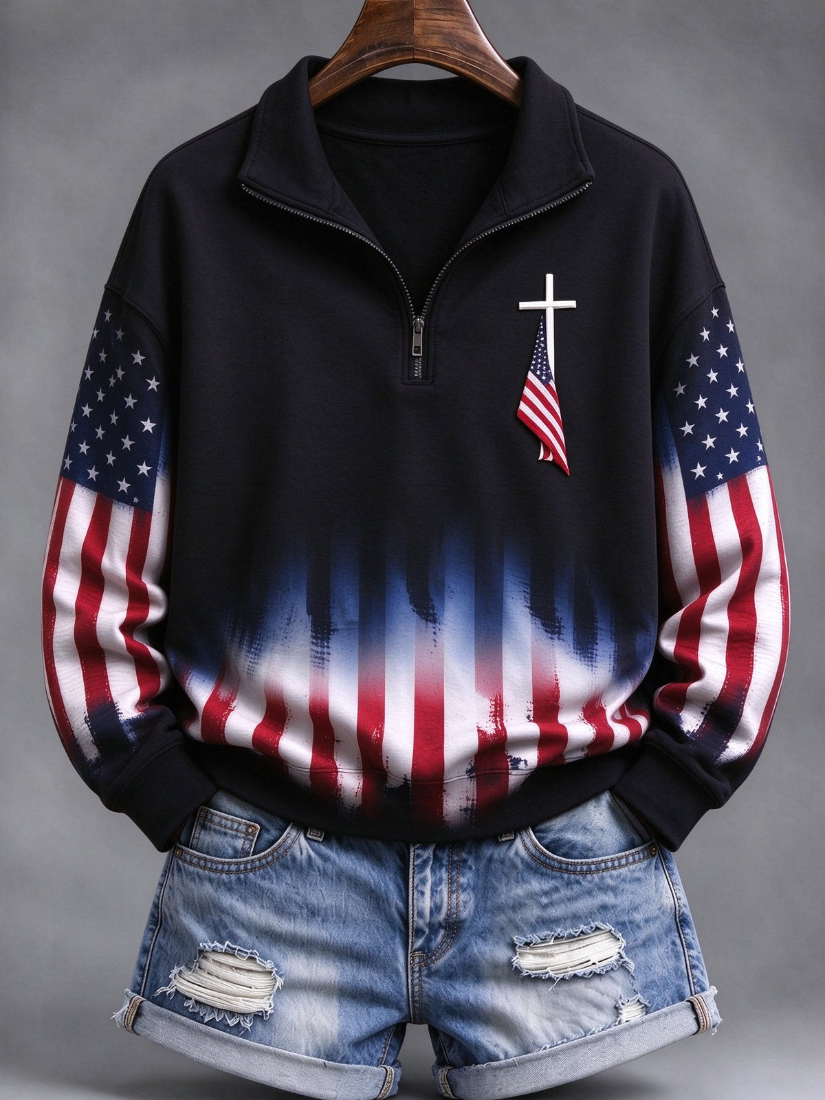 Women's Faith Cross Casual Half-Zip Sweatshirt