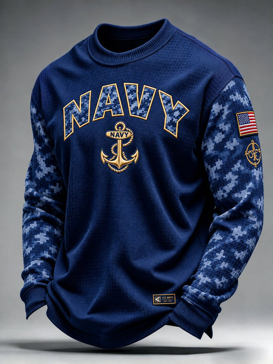 Men's Veteran Pride Printed Waffle Long-Sleeve T-Shirt