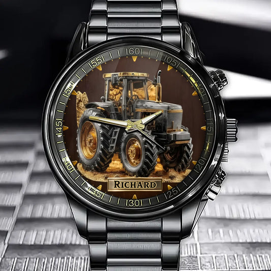 Personalized Farmer’s Pride Gold Tractor Watch – Golden Agriculture Collector’s Series
