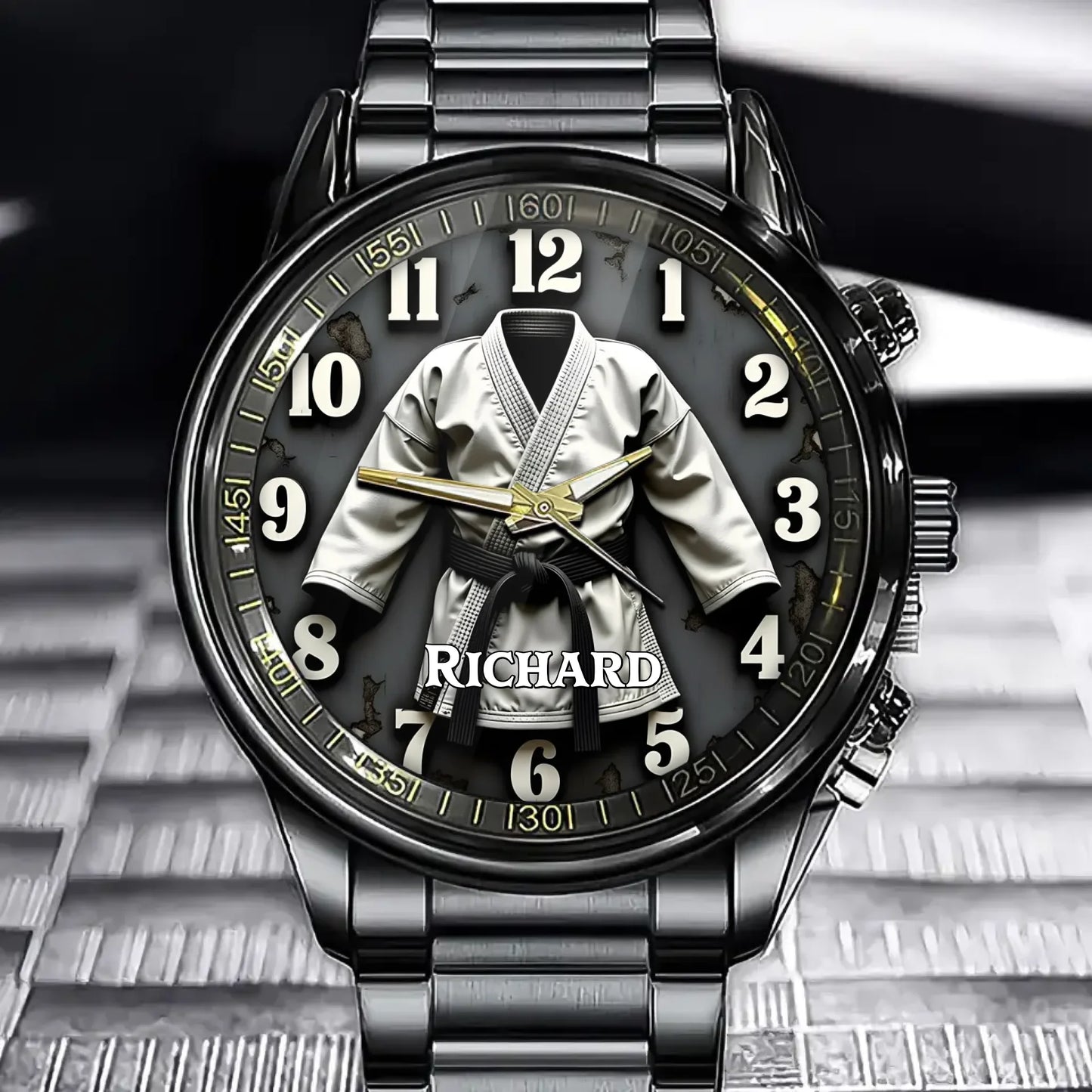 Personalized Karate Themed Watch - Custom Karate Uniform Art Dial for Martial Arts Fans