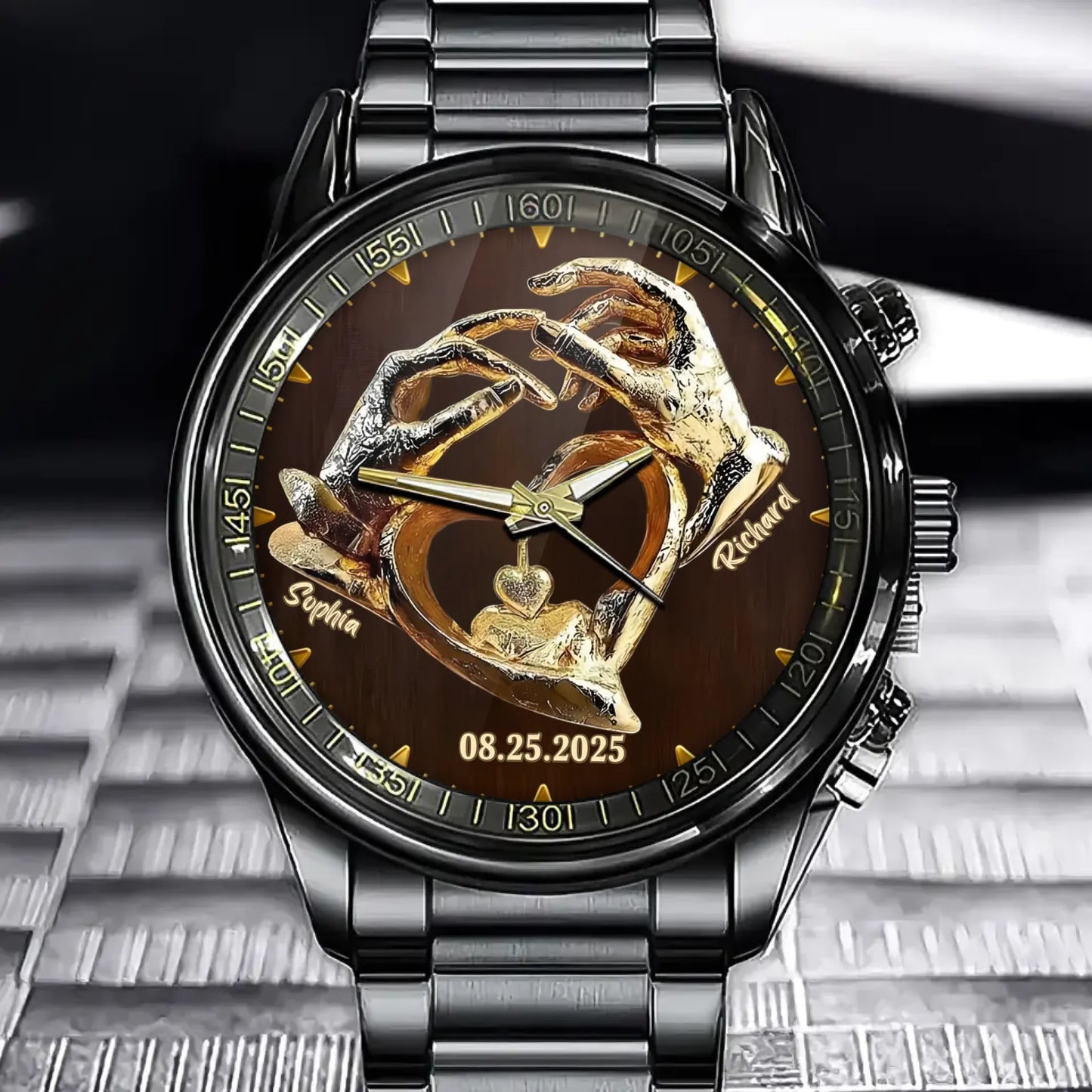 Personalized Couples Watch - Enter Your Names & Time Celebrate Love on Valentine’s Day, Anniversaries, or Just Because