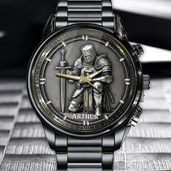 Personalized Armor of Faith Knight Watch - Christian-Themed Devotional Design with Custom Name Option
