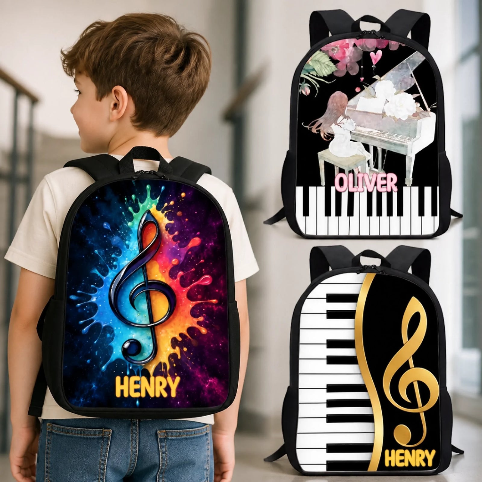 Custom Music Backpack - Personalized Piano & Treble Clef Gift For Music Lovers（副本）