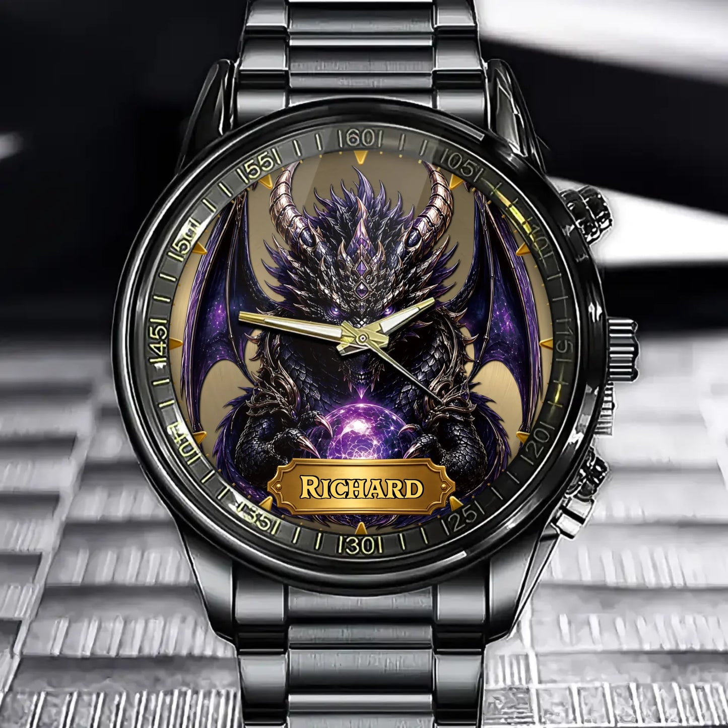Custom Emerald Dragon Watch - Personalized Fantasy Gifts For Men - Power Of The Ancient Forest