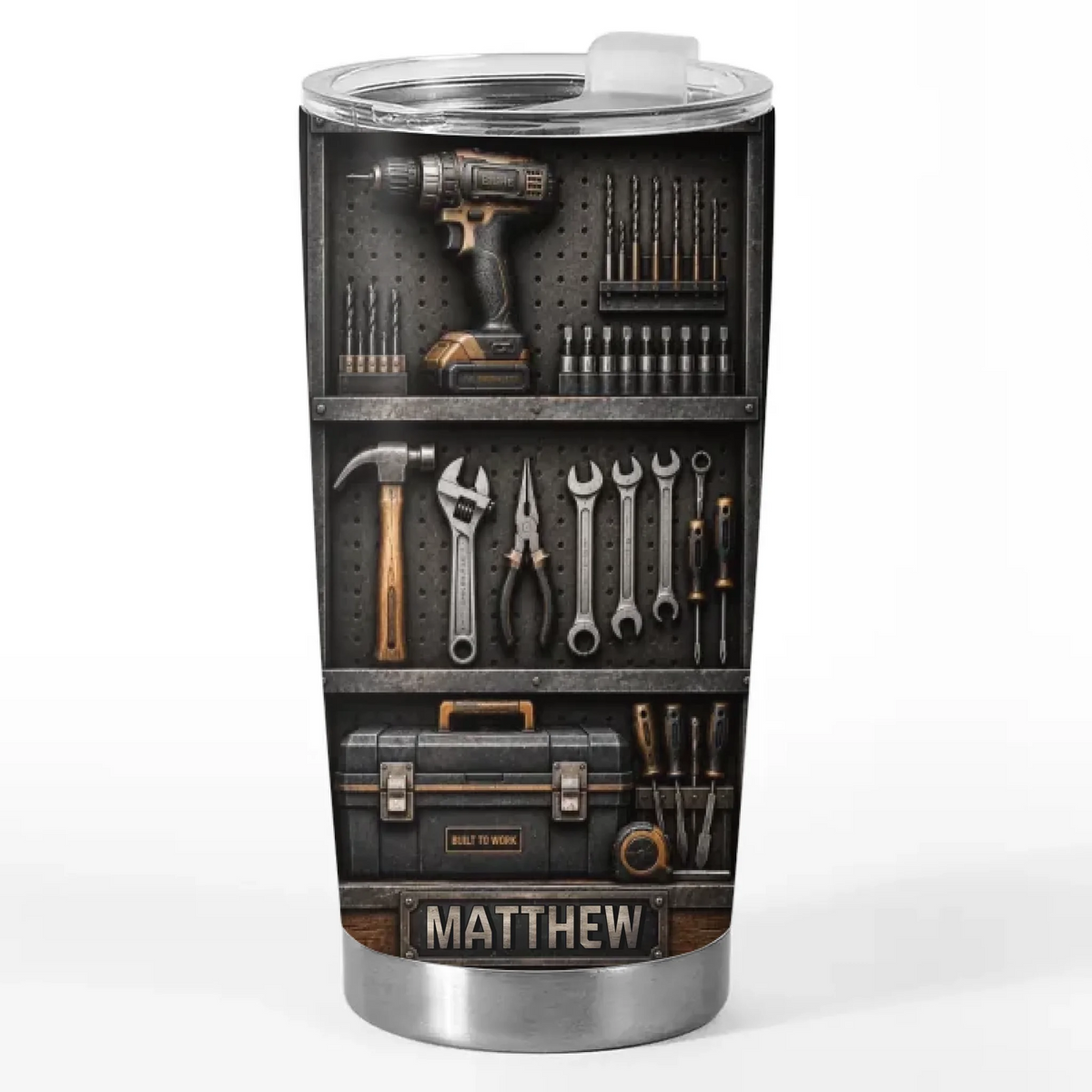 Custom Handyman Tumbler - Personalized Birthday Gifts For Husband, Son, Grandson, Brother, Grandpa, Dad, Yourself - Hard Work Never Stops