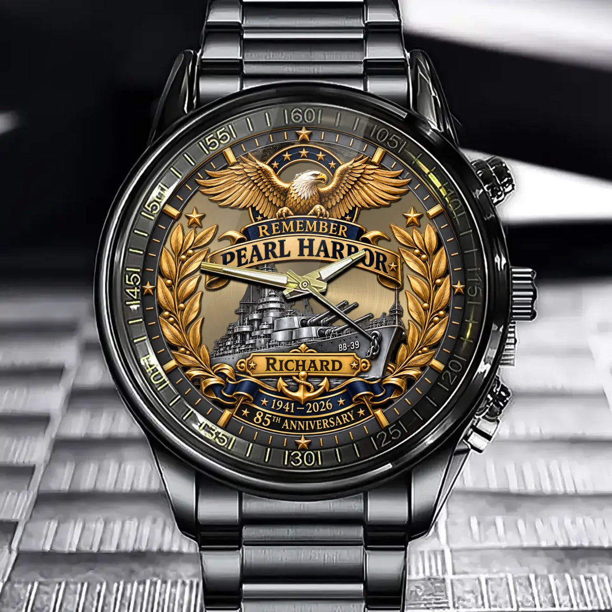 Personalized Remember Pearl Harbor Watch – 85 Years of Remembrance 1941–2026
