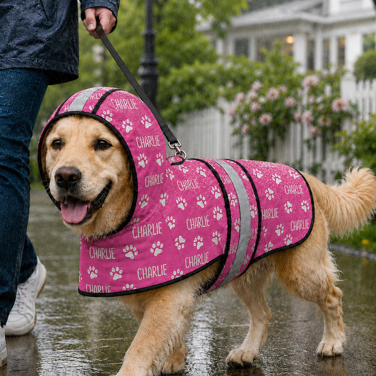 Custom Dog Raincoat - Personalized Name Gifts For Pet Lovers - Rainy Walks Made Better