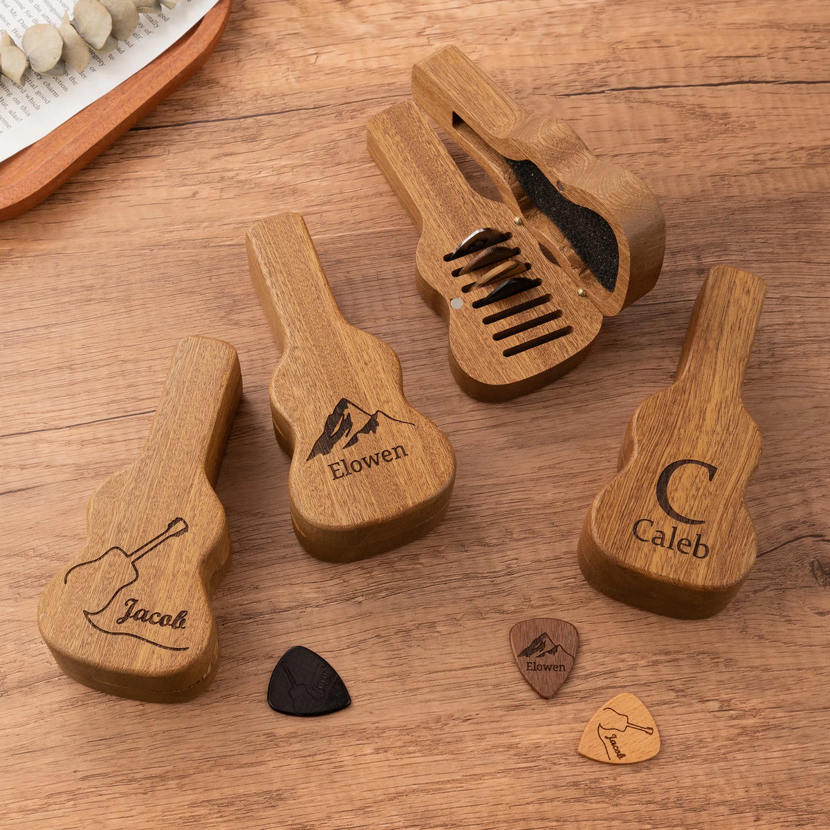 Custom Wooden Guitar Pick Case - Personalized Name Gifts For Musicians - Made For Every Strum