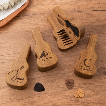 Custom Wooden Guitar Pick Case - Personalized Name Gifts For Musicians - Made For Every Strum