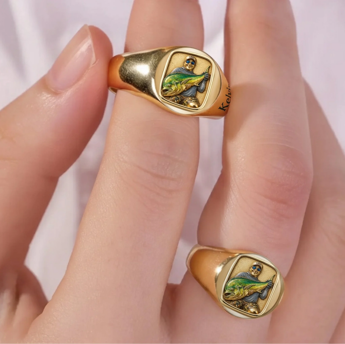 Gone Fishing - Personalized Fishing Signet Ring (7)