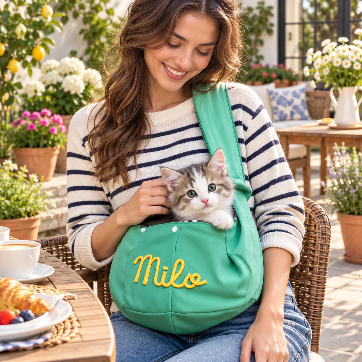 Custom Pet Sling Carrier - Personalized Name Gift For Dog & Cat Lovers - Keep Them Close On Every Walk