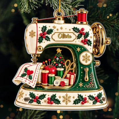 Custom Name Christmas Sewing Gifts for Crafters - Personalized Acrylic Ornament