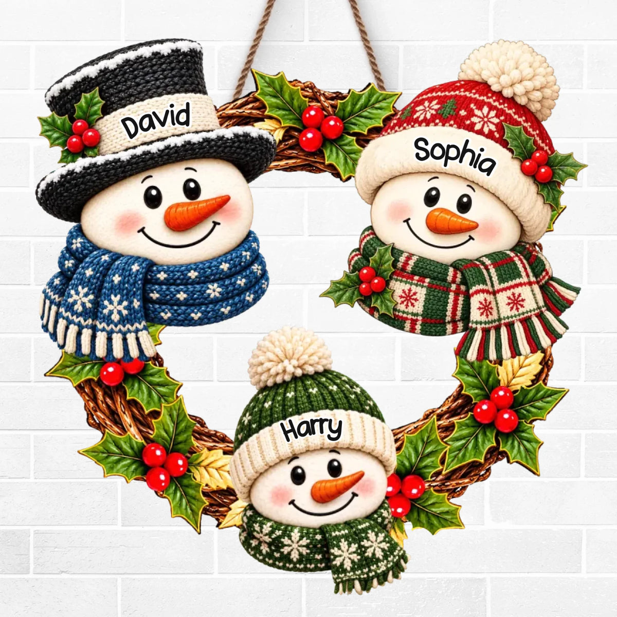 Custom Name Christmas Snowman Family Decor - Personalized Custom Shaped Wood Sign
