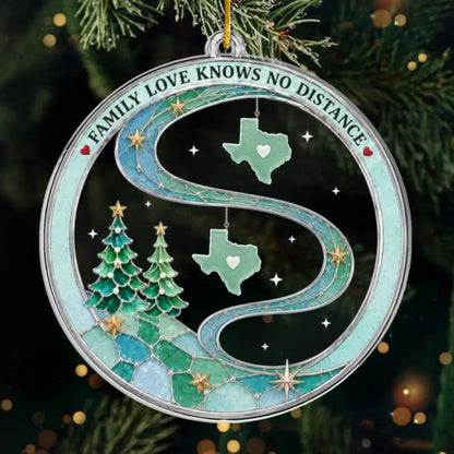Custom Long Distance Acrylic Ornament - Personalized Christmas Birthday Gifts For Mom, Dad, Brother, Sister - Our Hearts Are Connected