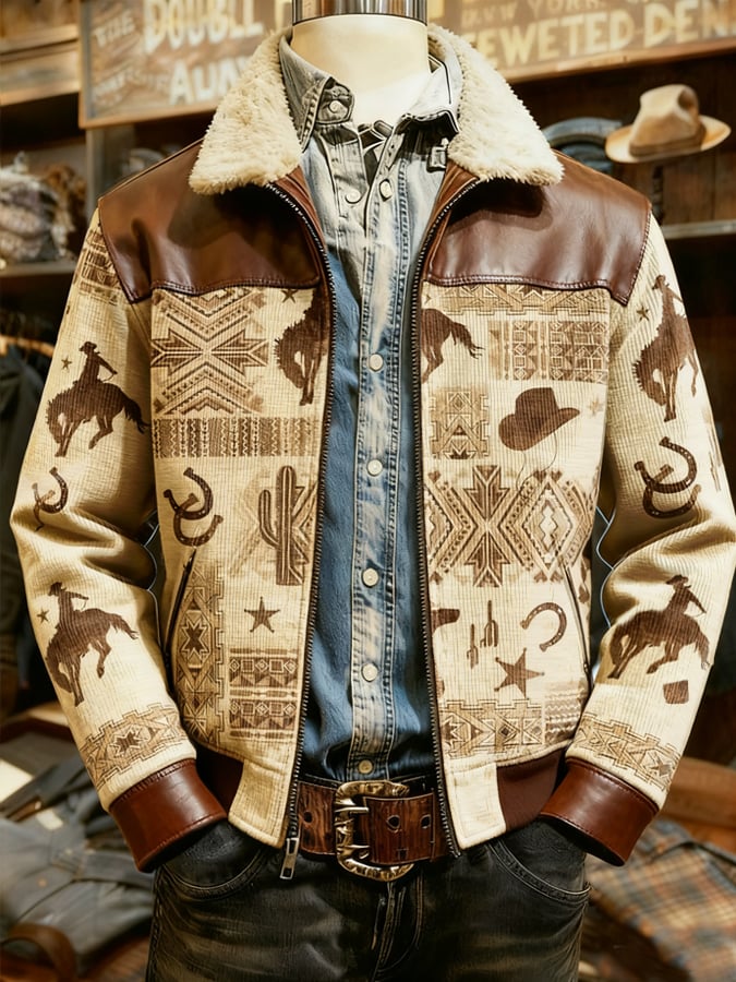 Men's Retro Western Style Warm Jacket