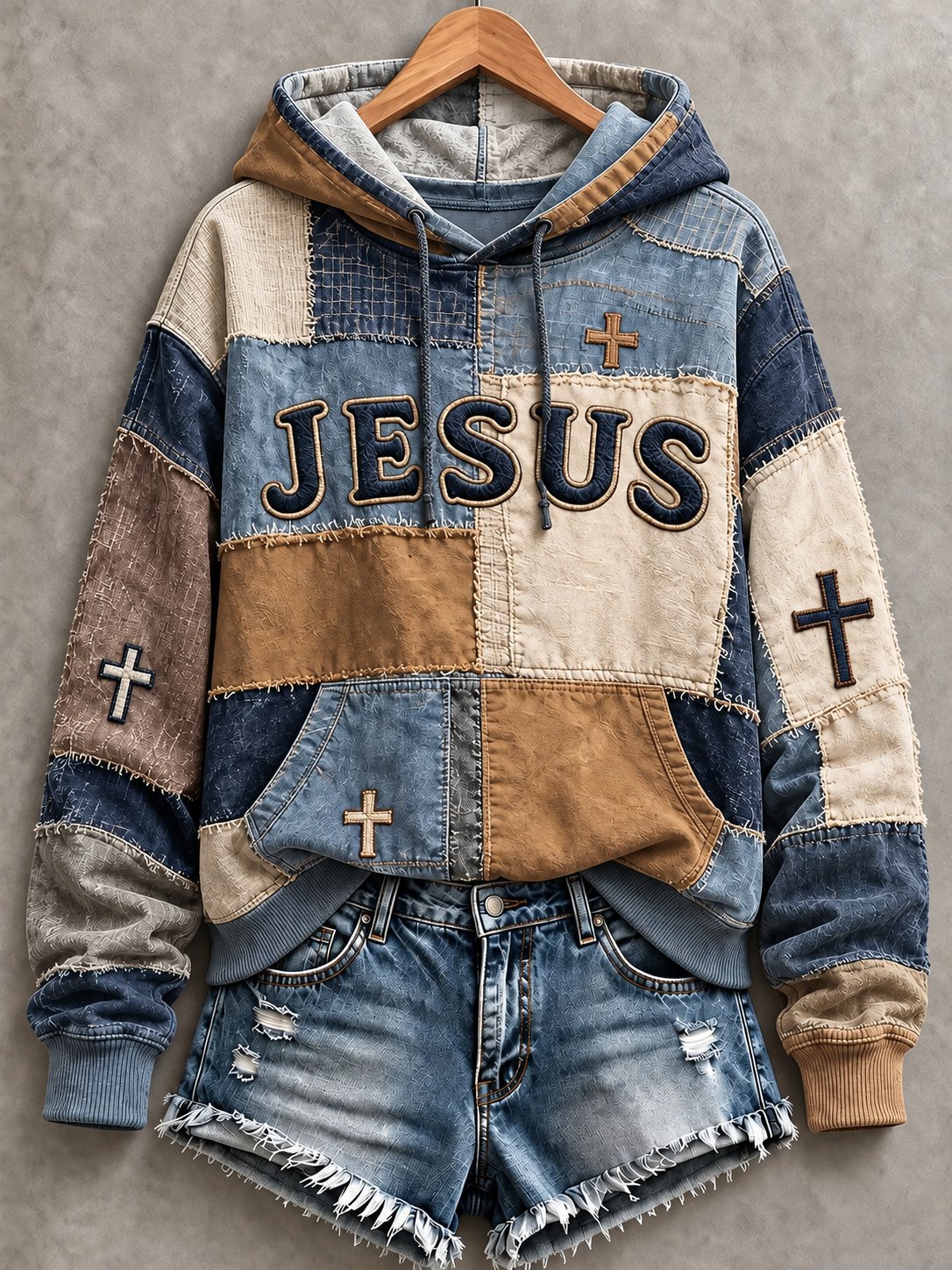 Women's Casual "Faith" Cross-Print Sweatshirt