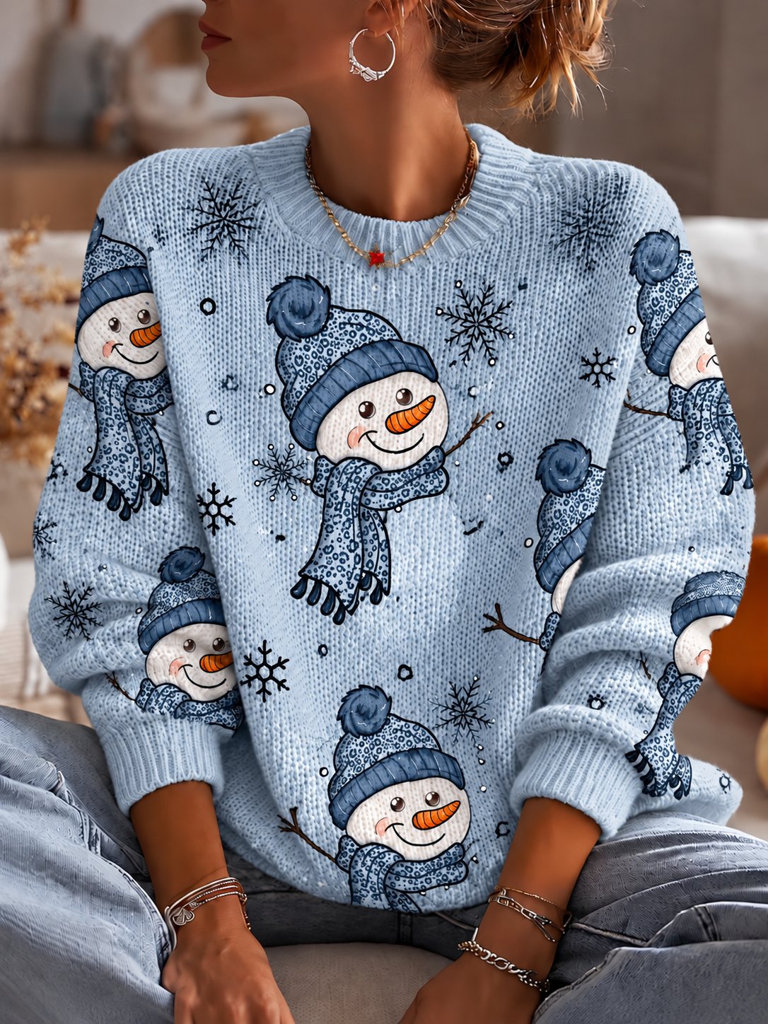 Women'S Christmas Print Crew Neck Long-Sleeve Sweatshirt